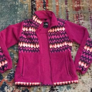 Women’s North Face pink fleece jacket with Aztec
